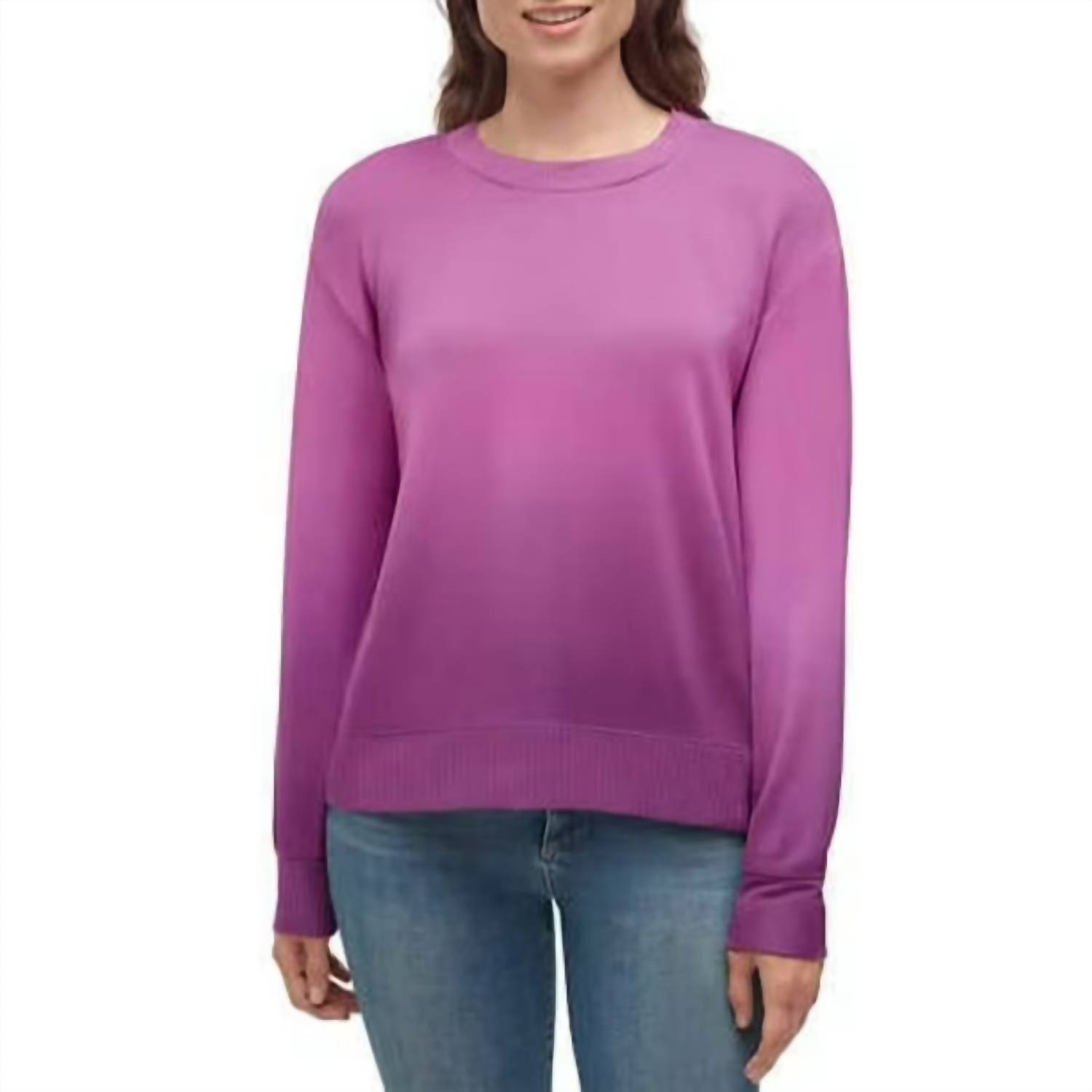 New Splendid Super Soft Jersey Ombre Sweatshirt In Lt Orchid Dp Dye